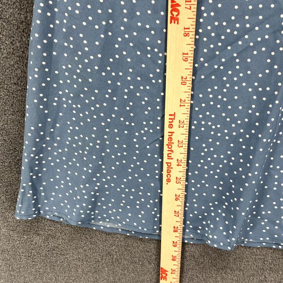 BLOOMCHIC Top Womens plus 1X 14 16 blue white polka dot short sleeve ruffle - Picture 7 of 14